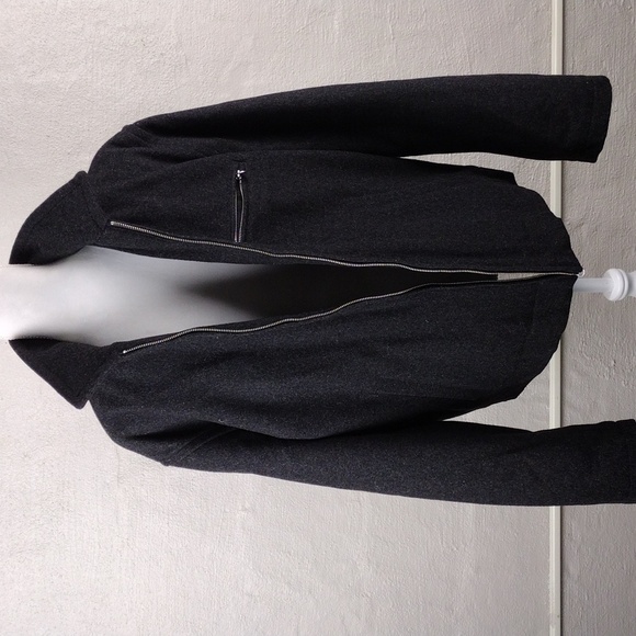 J. Crew 100% Wool Black Pointed Collar Long Sleeve Full Zipper Front Dress Coat - Picture 5 of 14